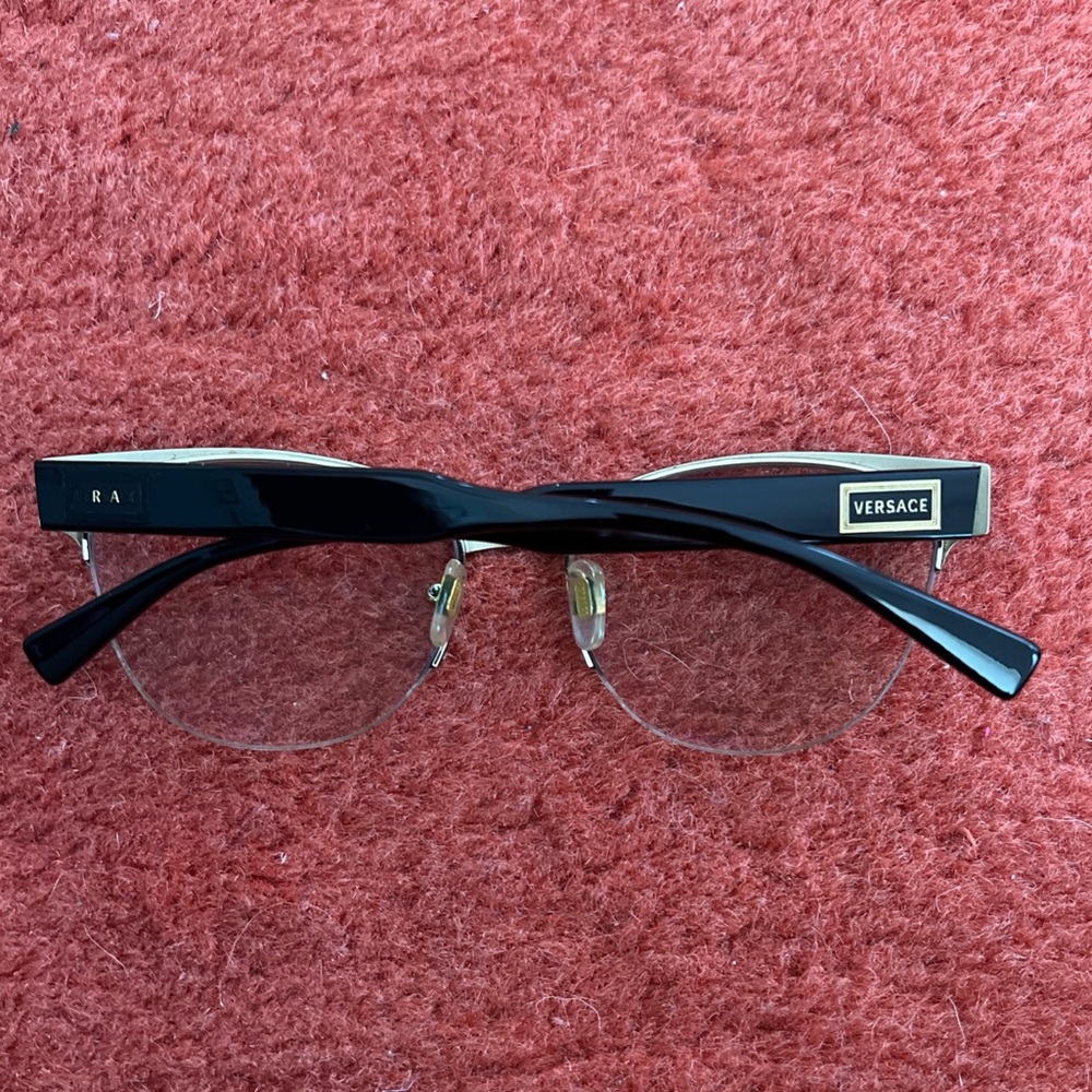 Versace Black and Gold Half-Rim Eyewear